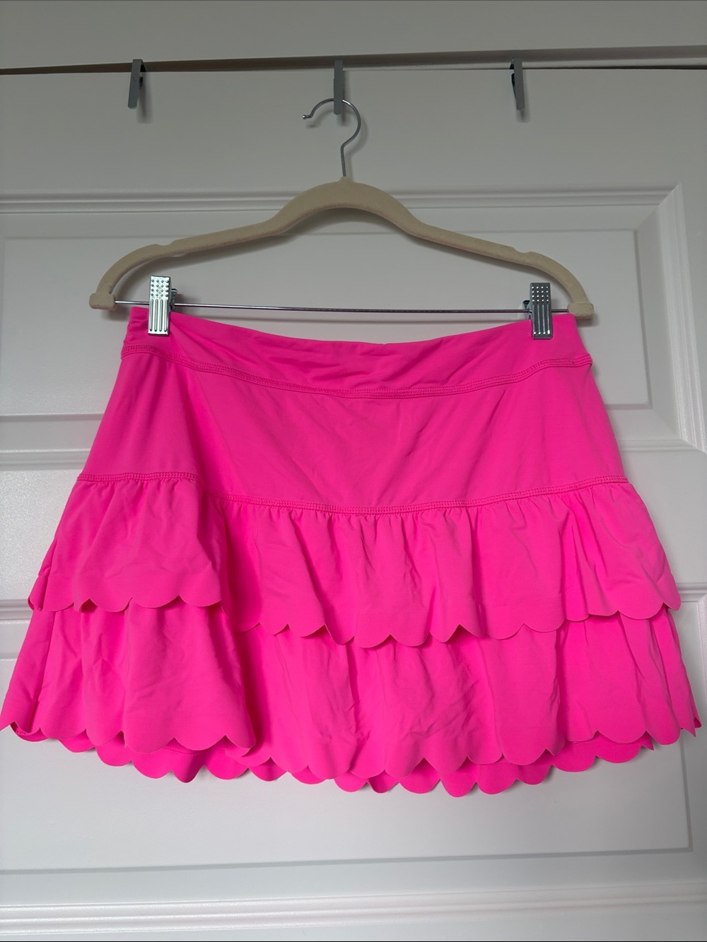 Lilly Pulitzer Neon Pink Scalloped Tier Mini Skirt